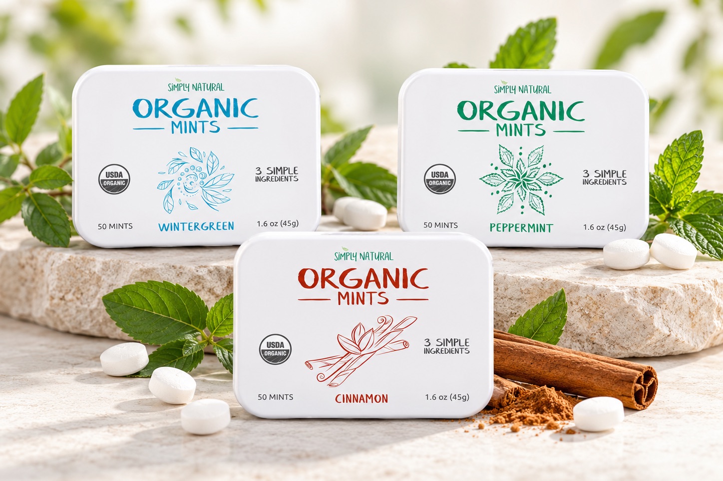 Simply Natural USDA organic mints tins